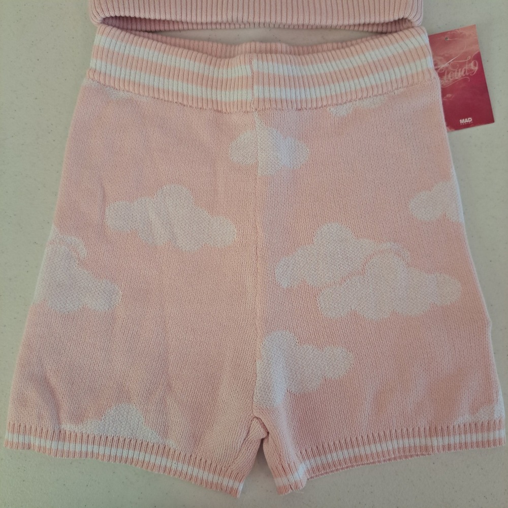 Mad Engine Cloud Knit Shorts Womens XS Pink NWT‎ High Waist Lounge 999-160-B42